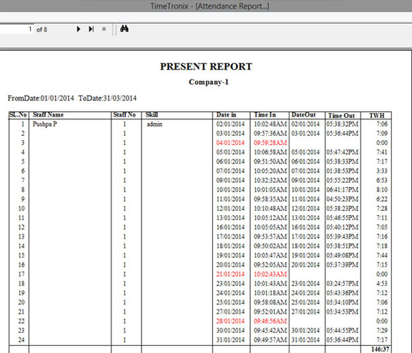 sample time report